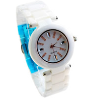 Women Wrist Watch, Porcelain, with Glass & Zinc Alloy, plated, for woman, white, 34mm, 20mm Approx 8.8 Inch 