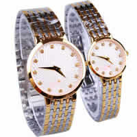 Paar Uhrenarmbänder, Zinklegierung, mit Glas, rund, plattiert, für paar & mit Strass, 25mm, 33mm, 13-18mm, Länge:ca. 7.2 ZollInch, ca. 8.2 ZollInch, verkauft von Paar