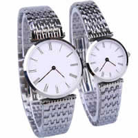 Paar Uhrenarmbänder, Zinklegierung, mit Glas, Platinfarbe platiniert, für paar, 25mm, 33mm, 13-18mm, Länge:7.8 ZollInch, 8.2 ZollInch, verkauft von Paar