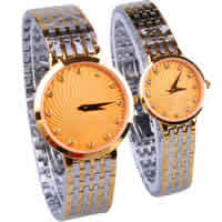Paar Uhrenarmbänder, Zinklegierung, mit Glas, plattiert, für paar & mit Strass, 25mm, 33mm, 13-18mm, Länge:ca. 7.8 ZollInch, ca. 8.2 ZollInch, verkauft von Paar