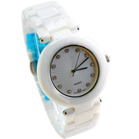 Women Wrist Watch, Porcelain, with Glass, platinum color plated, for woman & with rhinestone, 38mm, 20mm Approx 9 Inch 