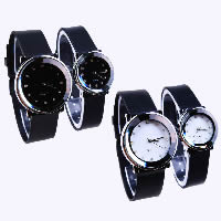 Couple Watch Bracelets, Zinc Alloy, with PU Leather & Glass, plated, for couple & with rhinestone 27mm, 35mm, 14-18mm Approx 8.1 Inch, Approx 8.8 Inch 