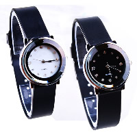 Women Wrist Watch, Zinc Alloy, with PU Leather & Glass, plated, for woman & with rhinestone 27mm, 14mm Approx 8.1 Inch 