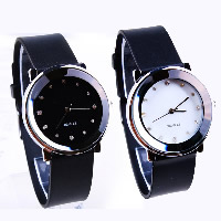 Men Wrist Watch, Zinc Alloy, with PU Leather & Glass, platinum color plated, for man & with rhinestone 35mm, 18mm Approx 8.8 Inch 