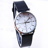 Bracelets de montre pour femmes, alliage de zinc, avec cuir PU & verre, Placage de couleur platine, 30mm, 16mm Environ 8.8 pouce, Vendu par PC