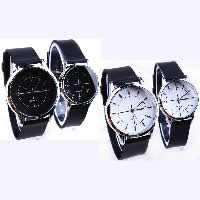 Couple Watch Bracelets, Zinc Alloy, with PU Leather & Glass, platinum color plated, for couple 30mm, 40mm, 16-20mm Approx 8.8 Inch, Approx 9 Inch 