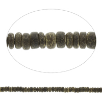 Kokos Perlen, Kokosrinde, flache Runde, originale Farbe, 2x8mm-6x8mm, Bohrung:ca. 2mm, Länge:ca. 15 ZollInch, ca. 98PCs/Strang, verkauft von Strang