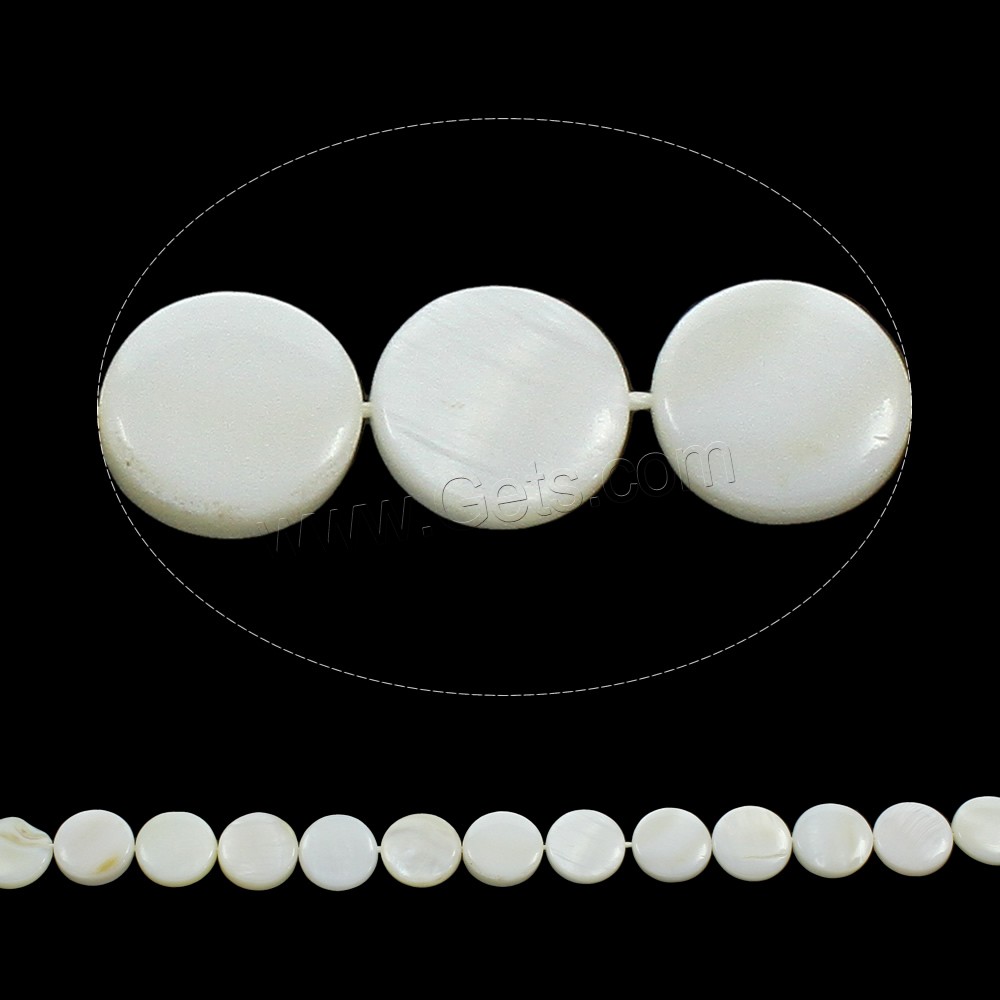 Natürliche weiße Muschelperlen, flache Runde, verschiedene Größen vorhanden, Bohrung:ca. 0.5mm, Länge:ca. 15 ZollInch, verkauft von Strang
