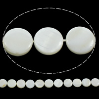 Бусины из натуральных белых ракушек, Белая ракушка, Плоская круглая форма, натуральный, разный размер для выбора, отверстие:Приблизительно 0.5mm, длина:Приблизительно 15 дюймовый, продается Strand