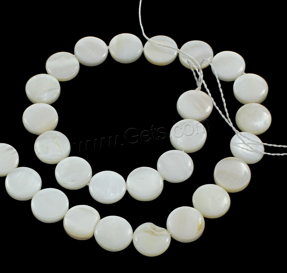 Natural White Shell Beads, Flat Round, different size for choice, Hole:Approx 0.5mm, Length:Approx 15 Inch, Sold By Strand