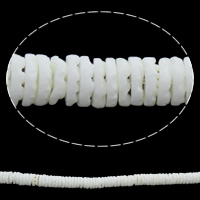 Natürliche weiße Muschelperlen, flache Runde, 7x2mm, Bohrung:ca. 0.5mm, Länge:ca. 24.5 ZollInch, ca. 30PCs/Strang, verkauft von Strang