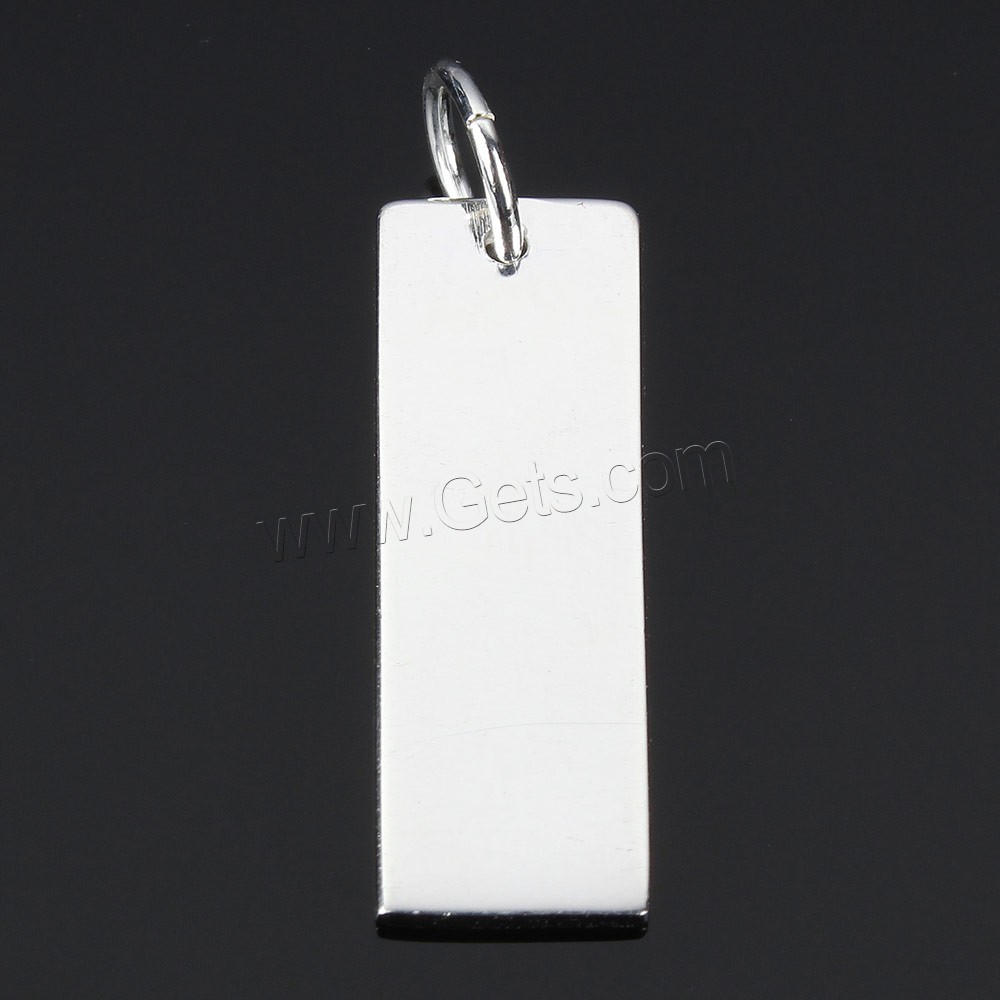 Sterling Silver Tag, 925 Sterling Silver, Rectangle, different size for choice, Hole:Approx 4mm, Sold By PC