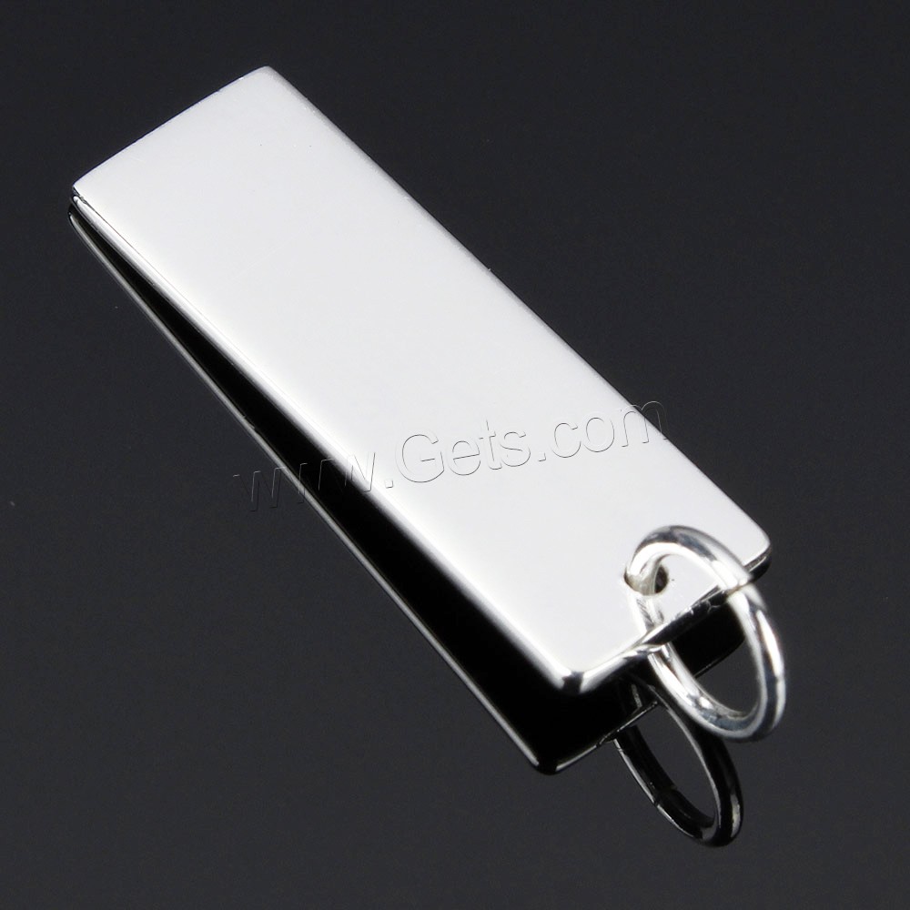 Sterling Silver Tag, 925 Sterling Silver, Rectangle, different size for choice, Hole:Approx 4mm, Sold By PC
