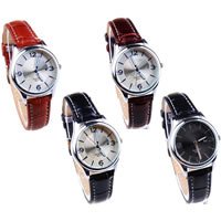 Bracelets de montre pour femmes, alliage de zinc, avec cuir PU & verre, Placage de couleur platine, plus de couleurs à choisir, 31mm, 15mm Environ 9 pouce, Vendu par PC