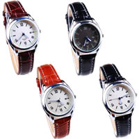 Bracelets de montre pour femmes, alliage de zinc, avec cuir PU & verre, Placage de couleur platine, avec un seul calendrier, plus de couleurs à choisir, 31mm, 15mm Environ 9 pouce, Vendu par PC