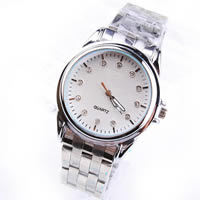Men Wrist Watch, Zinc Alloy, with Glass, platinum color plated, for man & waterproof & with rhinestone, 38mm, 19mm Approx 9 Inch 