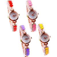 Fashion Watch Bracelet, Zinc Alloy, with Glass, plated, for woman & enamel & with rhinestone 22mm, 8mm Approx 7 Inch 