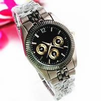 Men Wrist Watch, Zinc Alloy, with Glass, platinum color plated, Unisex, cadmium free, 35mm, 16mm Approx 9 Inch 