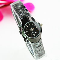 Bracelets de montre pour femmes, alliage de zinc, avec verre, Placage de couleur platine, avec strass, sans cadmium, 25mm, 14mm Environ 8.5 pouce, Vendu par PC