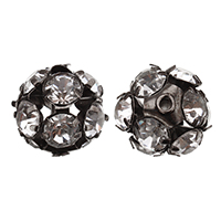 Ball Rhinestone Spacer, Brass, Round, plated, with Mideast rhinestone Grade A, 14mm Approx 1.5mm 