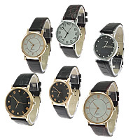 Bracelets de montre pour femmes, alliage de zinc, avec cuir PU & verre, Placage, mélangé, 37- 16-19mm Environ 9 pouce, Vendu par PC