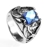 Нержавеющая сталь Человек палец кольцо, титан, разный размер для выбора & с кубическим цирконием & чернеют, продается PC