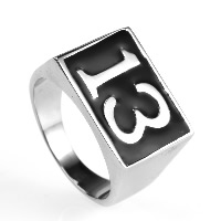 Нержавеющая сталь Человек палец кольцо, титан, с рисунками цифры & разный размер для выбора & эмаль, оригинальный цвет, продается PC