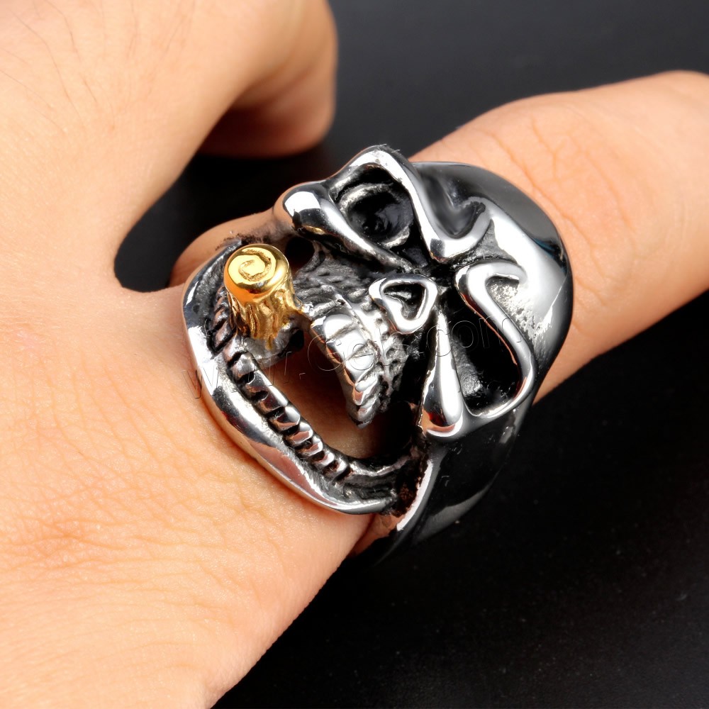 Нержавеющая сталь Человек палец кольцо, титан, Череп, Другое покрытие, разный размер для выбора & двухцветный & чернеют, продается PC
