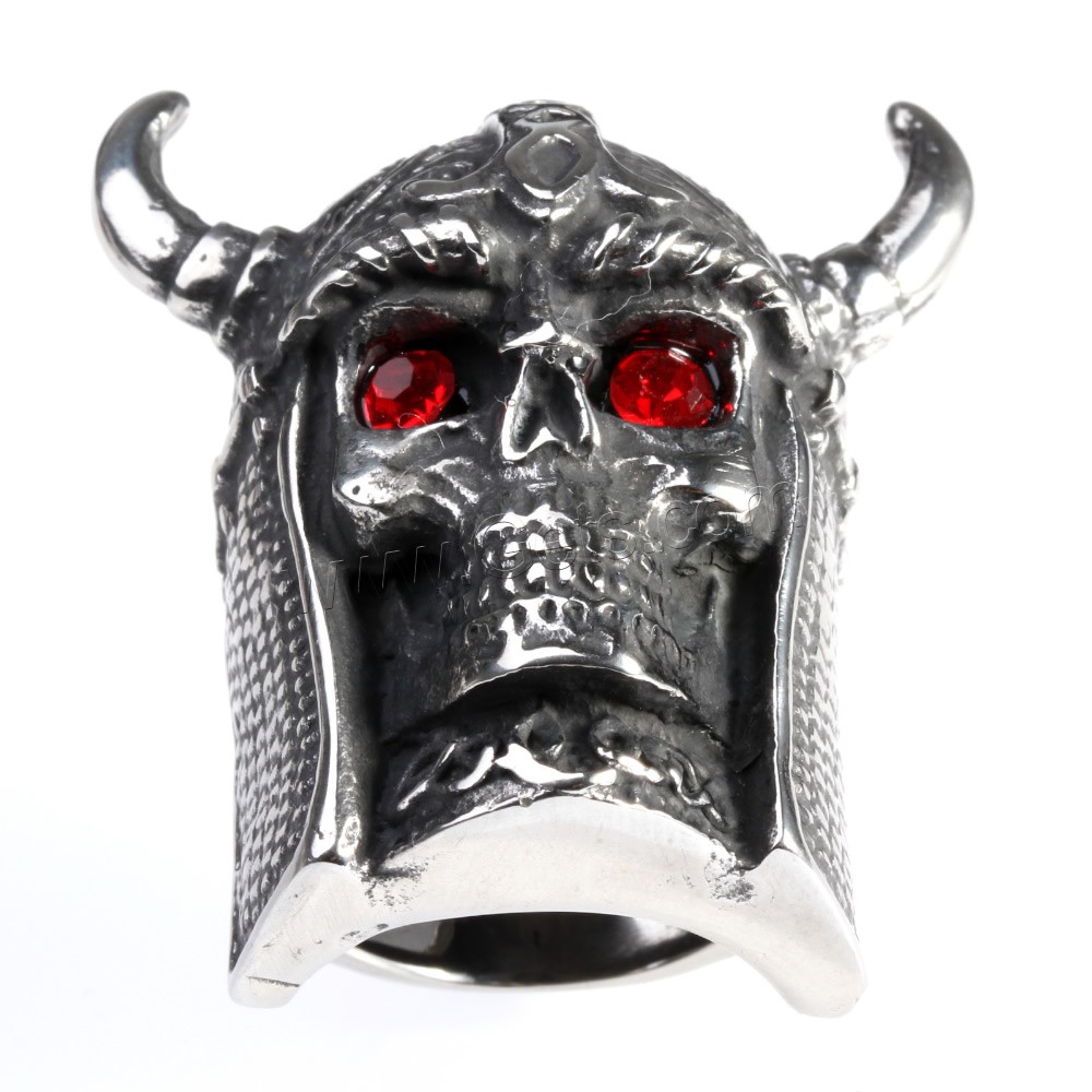 Нержавеющая сталь Человек палец кольцо, титан, Череп, разный размер для выбора & с кубическим цирконием & чернеют, продается PC