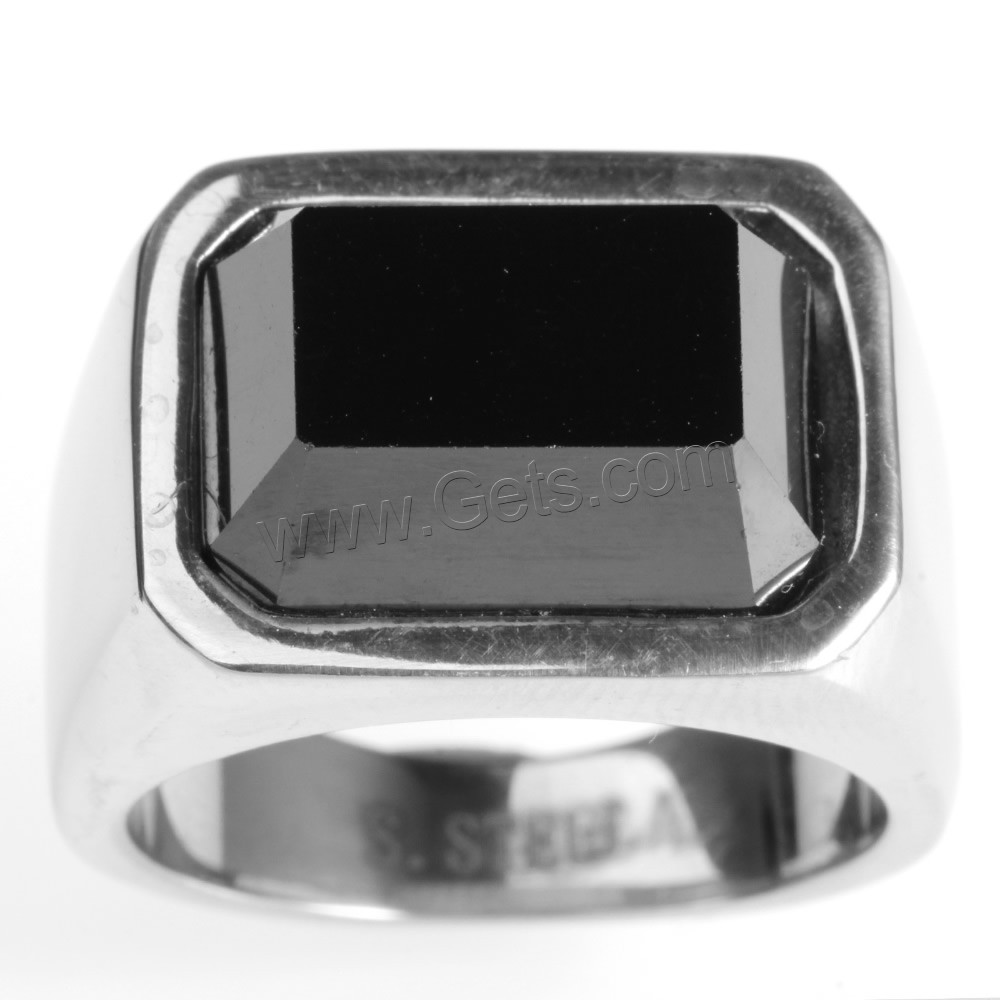 Нержавеющая сталь Человек палец кольцо, титан, разный размер для выбора & с кубическим цирконием & граненый, оригинальный цвет, продается PC