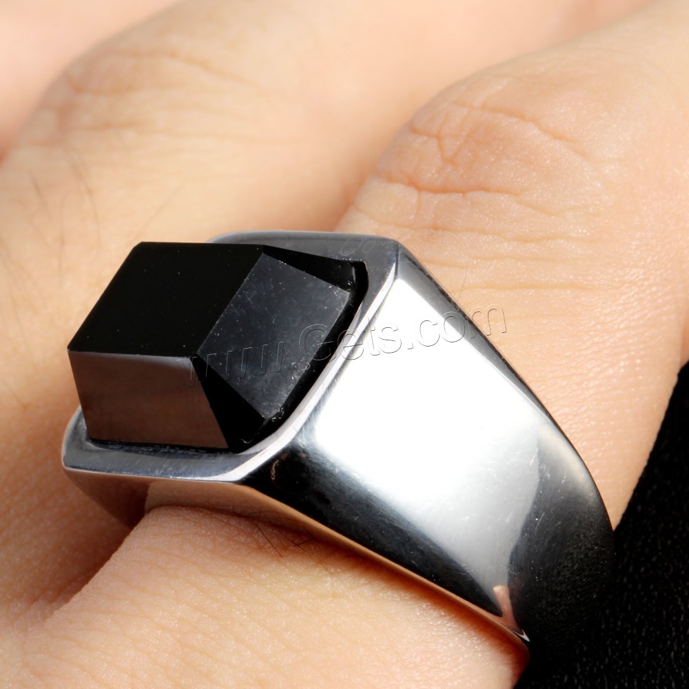 Нержавеющая сталь Человек палец кольцо, титан, разный размер для выбора & с кубическим цирконием & граненый, оригинальный цвет, продается PC