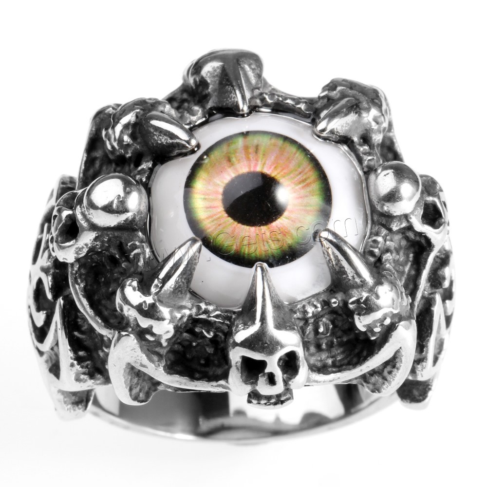 Нержавеющая сталь Человек палец кольцо, титан, с канифоль, коготь, зрачок глаз дизайн & разный размер для выбора & чернеют, продается PC