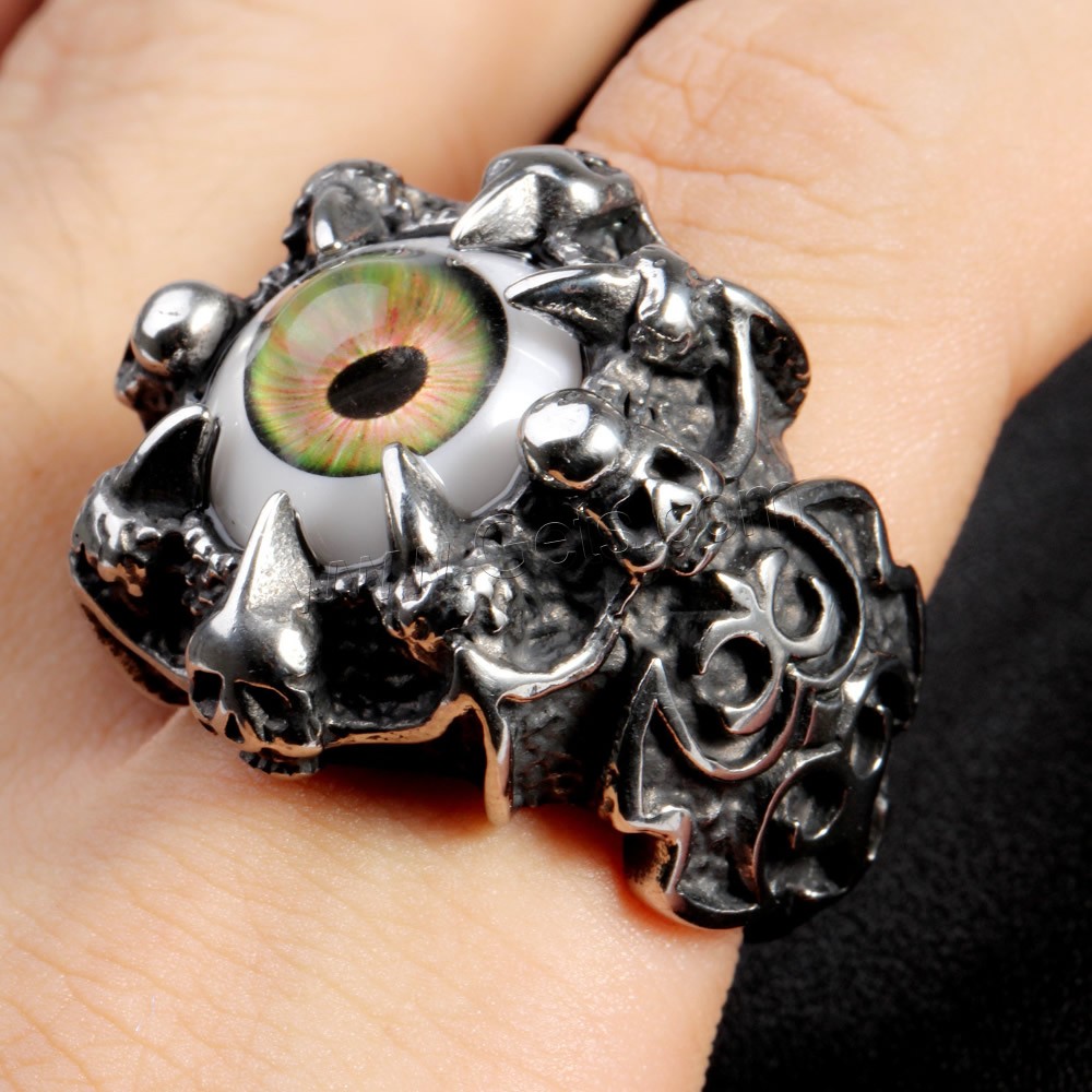 Нержавеющая сталь Человек палец кольцо, титан, с канифоль, коготь, зрачок глаз дизайн & разный размер для выбора & чернеют, продается PC