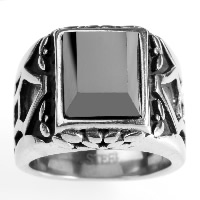 Нержавеющая сталь Человек палец кольцо, титан, разный размер для выбора & с кубическим цирконием & граненый & чернеют, продается PC