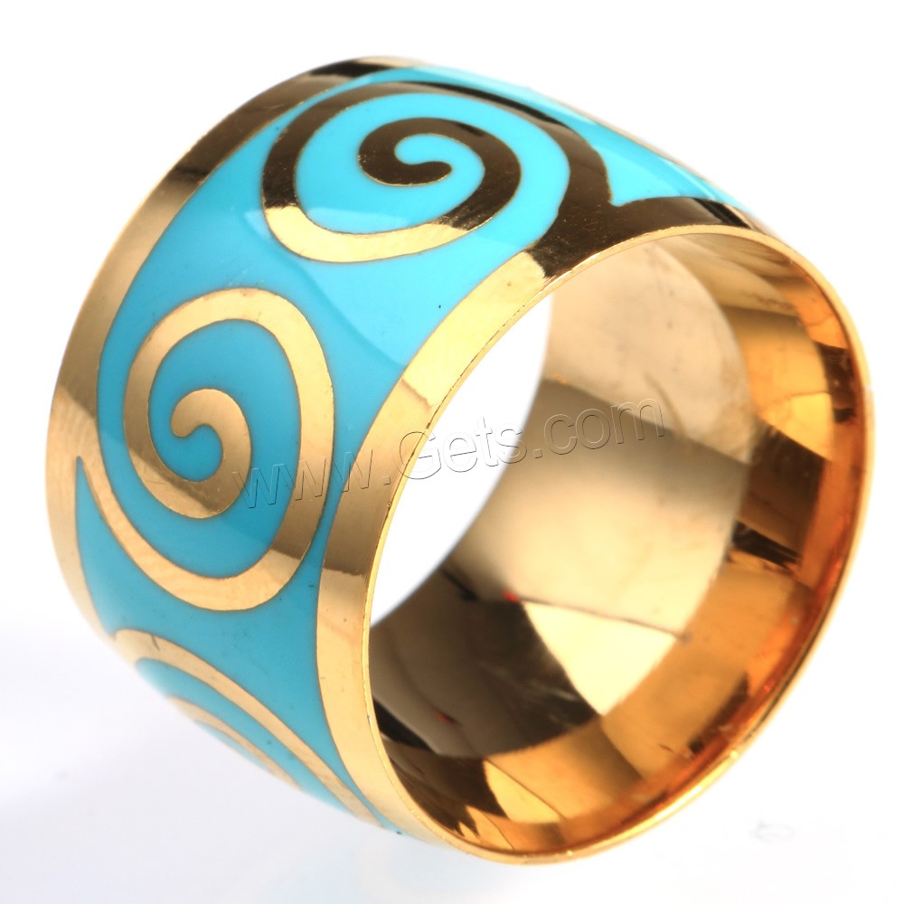 Титан Сталь палец кольцо, титан, плакирован золотом, разный размер для выбора & эмаль, продается PC