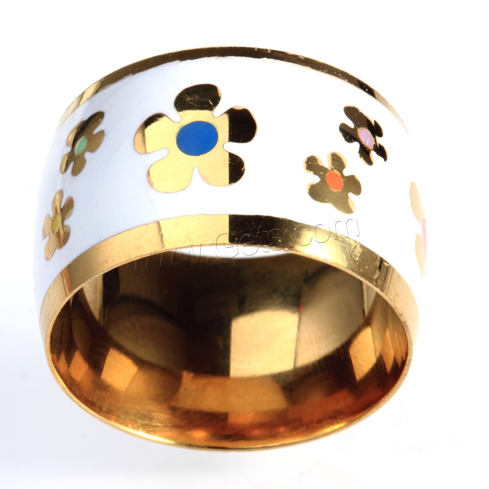 Anillo de dedo de acero Titanium de, Partículas de acero, chapado en color dorado, diverso tamaño para la opción & esmalte, Vendido por UD