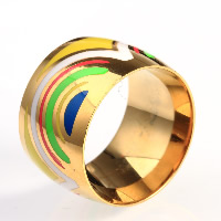 チタン鋼の指環, チタン鋼, ゴールドメッキ, 異なるサイズの選択 & エナメル, 売り手 パソコン