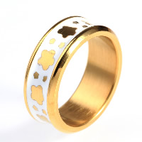 チタン鋼の指環, チタン鋼, ゴールドメッキ, 異なるサイズの選択 & エナメル, 売り手 パソコン