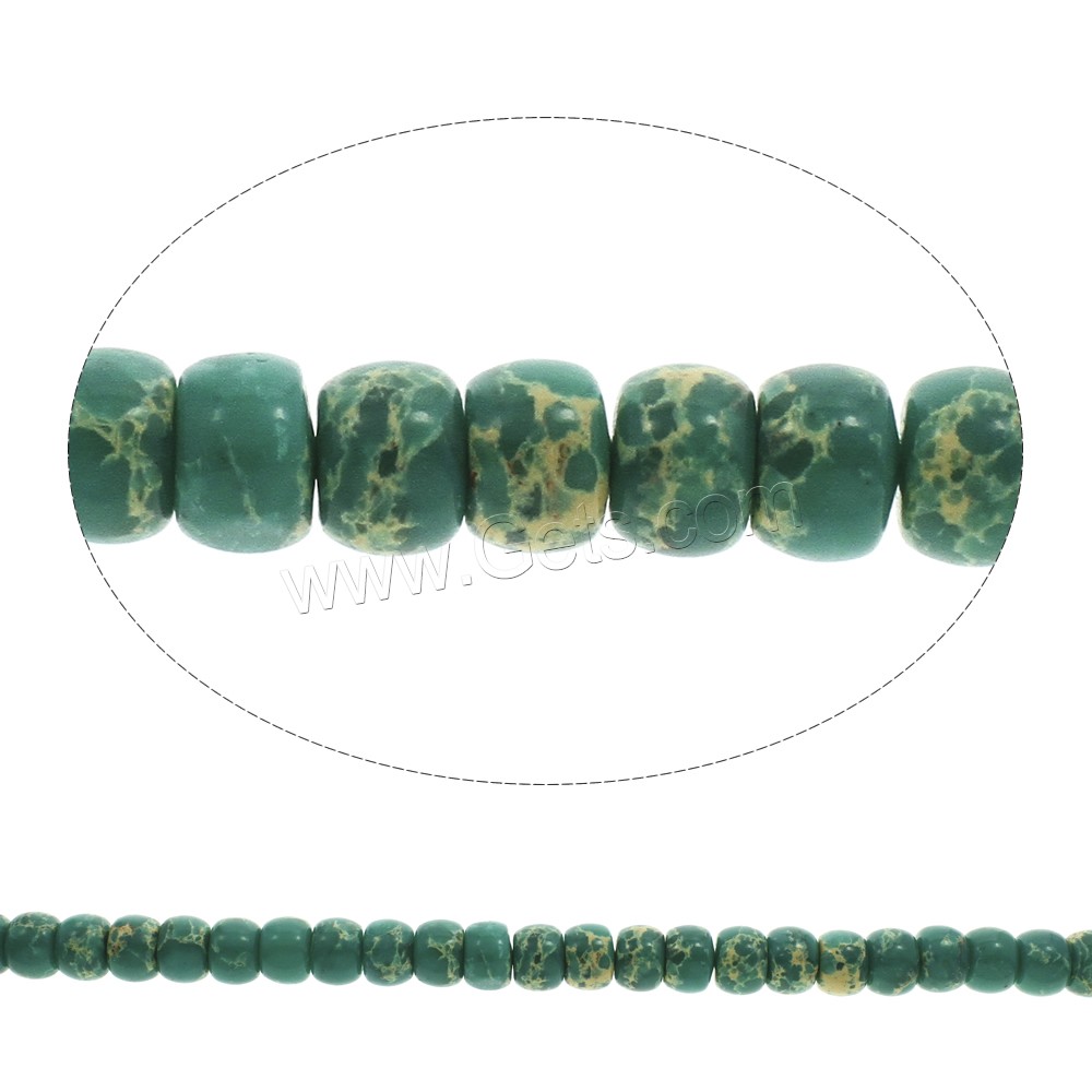 Mosaik Türkis Perlen, Trommel, verschiedene Größen vorhanden, keine, Bohrung:ca. 1mm, Länge:ca. 15.5 ZollInch, verkauft von Strang