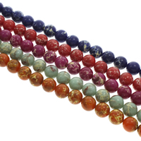 Mosaik Türkis Perlen, rund, verschiedene Größen vorhanden, keine, Bohrung:ca. 1mm, Länge:ca. 15 ZollInch, verkauft von Strang