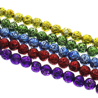 Multicolor Lava Perlen, rund, Elektrophorese, keine, 8mm, Bohrung:ca. 1mm, Länge:ca. 15 ZollInch, ca. 50PCs/Strang, verkauft von Strang