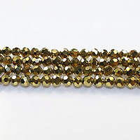 Round Crystal Beads, gold color plated, faceted, 4mm Approx 0.5mm Approx 15 Inch, Approx 