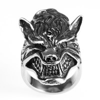 Нержавеющая сталь Человек палец кольцо, титан, Волк, разный размер для выбора & чернеют, продается PC