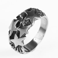 Нержавеющая сталь Человек палец кольцо, титан, с рисунками звезды & разный размер для выбора & чернеют, продается PC