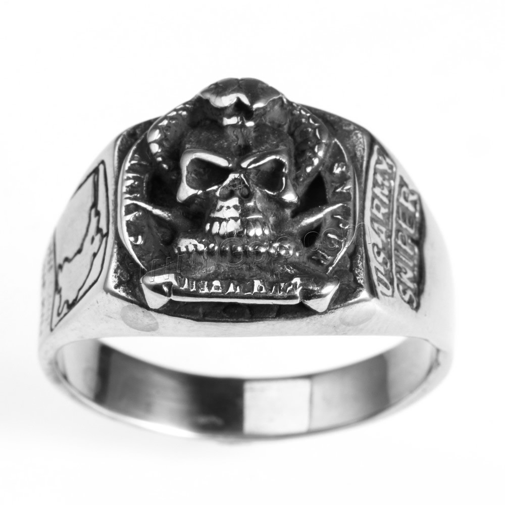 Men Stainless Steel Ring in Bulk, Titanium Steel, Skull, different size for choice & blacken, Sold By PC