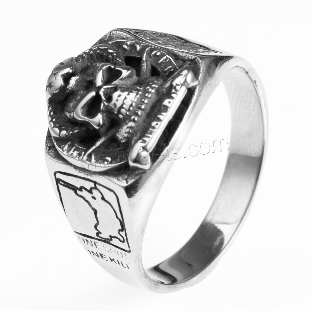 Men Stainless Steel Ring in Bulk, Titanium Steel, Skull, different size for choice & blacken, Sold By PC