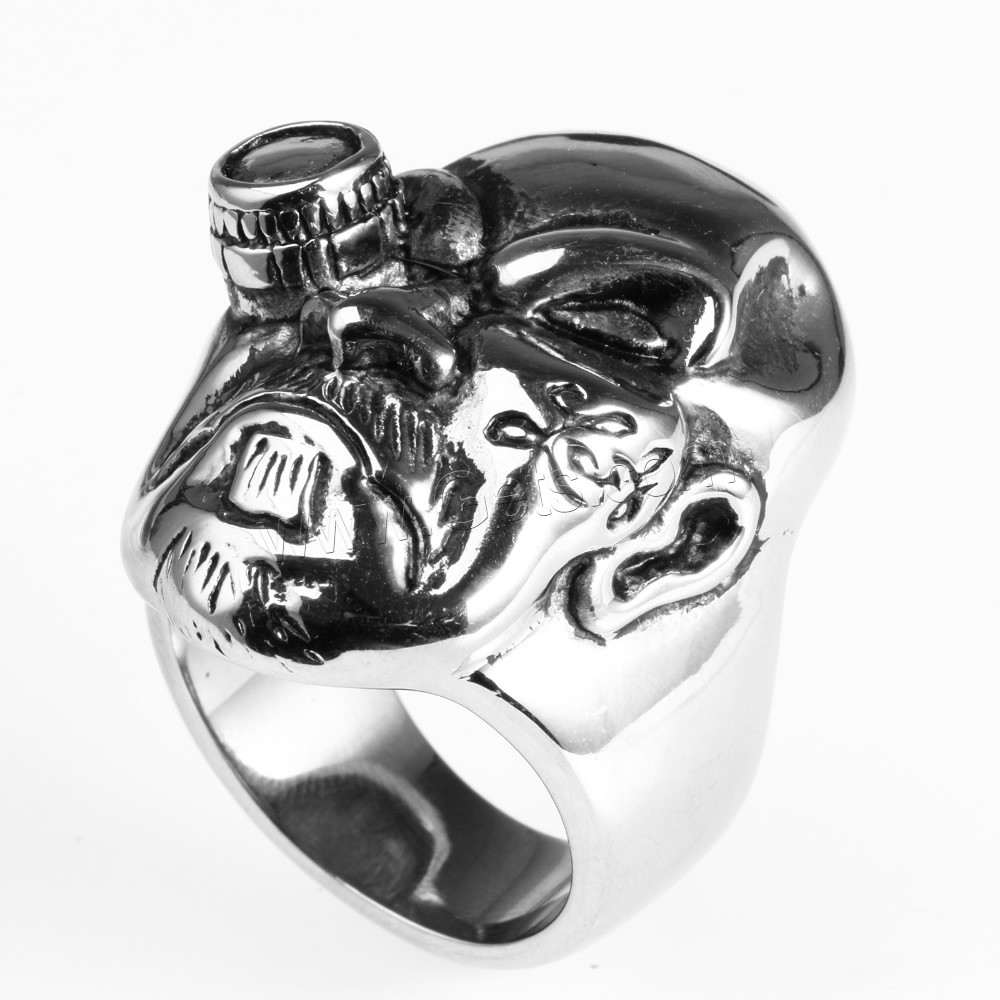 Нержавеющая сталь Человек палец кольцо, титан, Череп, разный размер для выбора & чернеют, продается PC