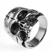 Нержавеющая сталь Человек палец кольцо, титан, Череп, разный размер для выбора & чернеют, продается PC