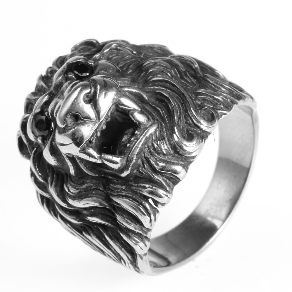 Нержавеющая сталь Человек палец кольцо, титан, Лев, разный размер для выбора & чернеют, продается PC