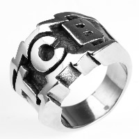 Нержавеющая сталь Человек палец кольцо, титан, Слово, разный размер для выбора & чернеют, продается PC